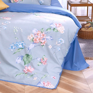 MERCURY 水星家纺 床上四件套纯棉 全棉印花床品套件床单被套枕套 瑞达尼亚 1.8m床（被套：220×240cm）