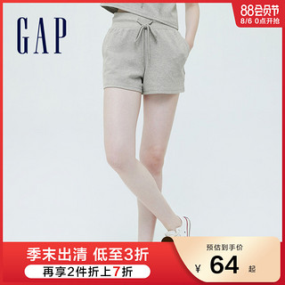 Gap 盖璞 女装纯色松紧腰弹力休闲裤737717 2021夏季新款宽松直筒短裤