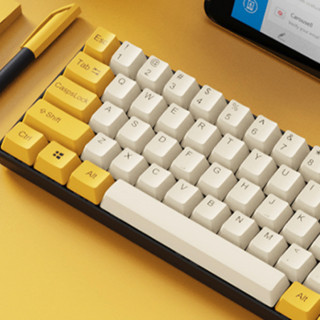 AJAZZ 黑爵 I610T 61键 双模无线机械键盘 正刻 黑色奶酪黄 AJAZZD茶轴 单光