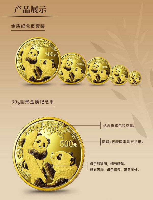 2021年熊猫金币57克金币套装 Ag999 