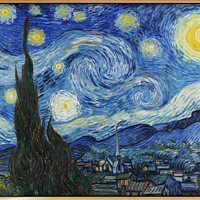 弘舍 梵高 经典风景油画《星月夜》成品尺寸80x65cm 油画布 闪耀金