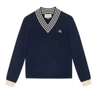 GUCCI 古驰 X Maison 男士V领毛衣 496442 X9I00 4650 深蓝色 XXXL