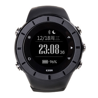 Ezon 宜准 T957 智能手表 49mm 深灰色金属表壳 黑色橡胶表带（GPS、心率监测、防水）