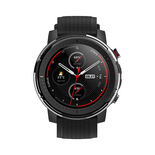 AMAZFIT 华米 Wi-Fi智能手表 48.6mm 黑色 不锈钢表壳 黑色硅胶表带（GPS、心率、运动）