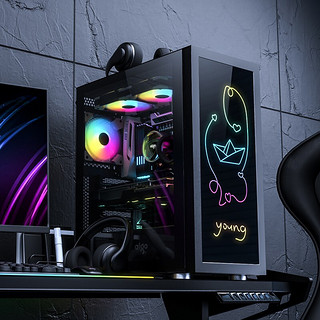 aigo 爱国者 炫影5 RGB ATX机箱 半侧透 黑色