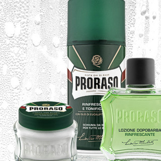 PRORASO 博拉索 凉感薄荷系列男士护肤套装 (按摩霜100ml+须后水100ml+剃须泡沫300ml)