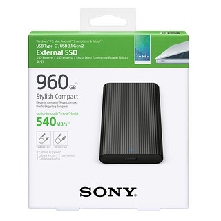 SONY 索尼 SL-E系列 SL-E1 USB 3.1 移动固态硬盘 USB 960GB 黑色