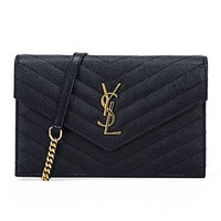 SAINT LAURENT 圣罗兰 MONOGRAM系列 女士牛皮单肩包 393953BOWO11000 黑色 小号