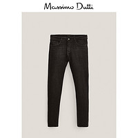 Massimo Dutti 男装 商场同款 黑色石洗修身男士休闲牛仔裤 00059159800