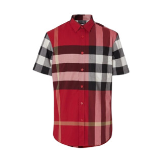 BURBERRY 博柏利 男士短袖衬衫 80208561 缤纷红色 L