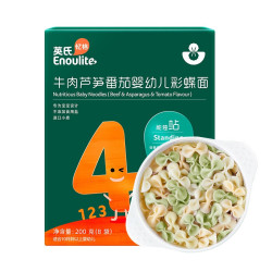 YEEHOO 英氏 Enoulite 英氏 婴幼儿彩蝶面 4阶 牛肉芦笋番茄味 200g