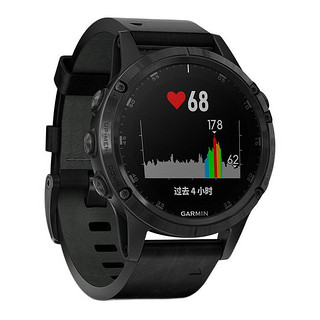 GARMIN 佳明 fenix 5 Plus 智能手表 47mm 黑色 钛合金表壳 黑色 硅胶表带（GPS、运动、心率）