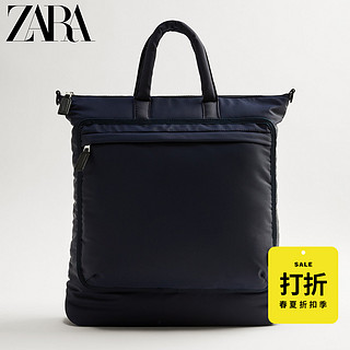 ZARA 男包 蓝色尼龙手提购物包潮包 13303720009