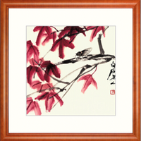 忆画 齐白石《秋意正浓》40×40cm 新中式现代挂画壁画 玄关沙发背景墙