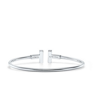 Tiffany & Co.蒂芙尼 2021春夏新款 T Wire系列18k金白金绿松石T字手镯 白金色 S