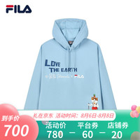 FILA斐乐官方连帽卫衣男子运动休闲长袖套头衣服秋冬卡通印花含棉针织上衣男装 丹宁蓝-LB 170/92A/M