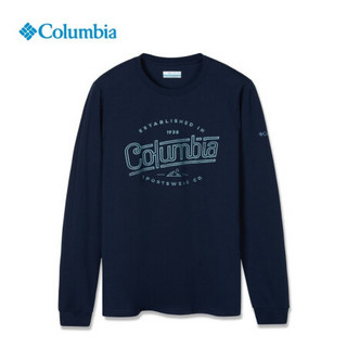 Columbia/哥伦比亚长袖t恤男款21秋季新款运动户外圆领保暖体恤衫印花针织上衣 AE3818 464 XL