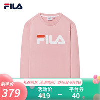 FILA斐乐官方情侣卫衣男女同款秋冬圆领字母印花长袖休闲运动上衣针织套头衫男 热粉色-APK 175/96A/L