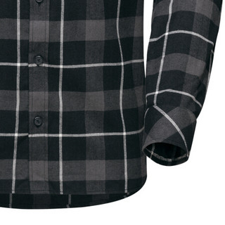 MAMMUT猛犸象Alvra男士秋冬新品 有机棉柔软舒适长袖衬衫 黑色-钛灰色 L