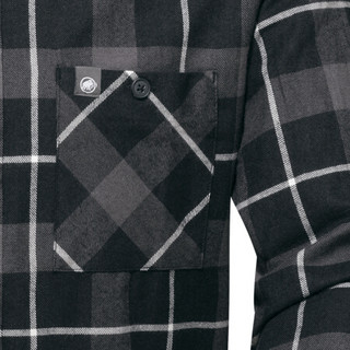 MAMMUT猛犸象Alvra男士秋冬新品 有机棉柔软舒适长袖衬衫 黑色-钛灰色 L