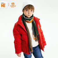 小猪班纳童装儿童羽绒服男童冬季高领纯色短款羽绒服 经典红 170cm