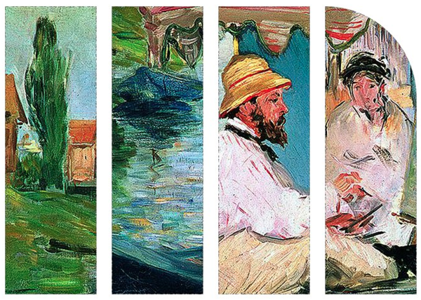 artron雅昌马奈船上画室中的莫奈88105cm油画布典雅栗