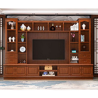 温暖一家2.8米大户型实木电视背景柜组合中式客厅简约影视电视柜