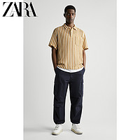 ZARA 03057310305 男士宽松条纹纹理短袖POLO衫