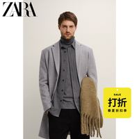ZARA 05070350811 男士舒适版型布料呢中长款大衣外套
