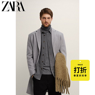 ZARA 05070350811 男士舒适版型布料呢中长款大衣外套