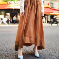 反季清仓春秋女高腰显瘦A字半身裙女文艺度假风百搭纯色中长裙子 L 橘黄