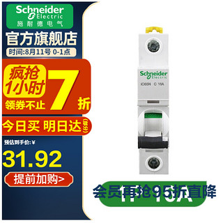 Schneider Electric 施耐德电气 施耐德断路器 空气开关 A9系列空开 IC65N 1P断路器小型空气开关 单片 1P 16A