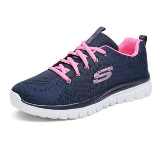 SKECHERS 斯凯奇 Graceful Get Connected 女子跑鞋 12615/NVHP 藏蓝/粉色 36