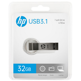 HP 惠普 X785W USB 3.1 U盘 黑耀色 32GB USB+钥匙扣