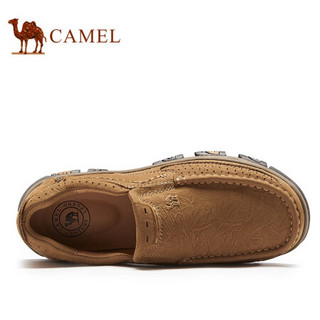 骆驼（CAMEL） 户外休闲磨砂牛皮厚底男士大头套脚皮鞋工装鞋 A132307580 驼色 42