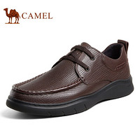 骆驼（CAMEL） 时尚白搭商务休闲皮鞋男士爸爸系带圆头皮鞋 A132155820 棕色 39