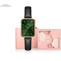 丹尼尔惠灵顿（DanielWellington）DW手表女士小绿表皮带全新祖母绿方表盘腕表送女友 DW00100446七夕礼盒装