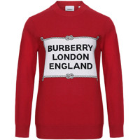 BURBERRY 博柏利 女士羊毛圆领针织衫 80252941 亮红色徽标嵌花 S