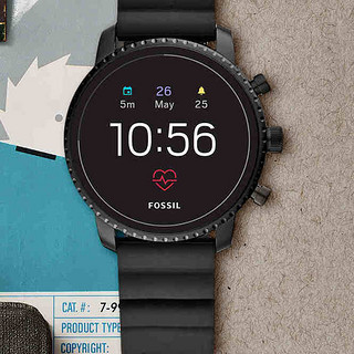 FOSSIL FTW4018 Wi-Fi 智能手表 44mm 黑色 硅胶表带 黑色( 心率、GPS）