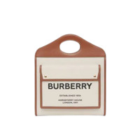 BURBERRY 博柏利 女士皮质口袋包 80317451 自然色/麦芽棕 中号