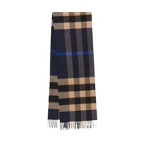 BURBERRY 博柏利 男女款格纹羊绒围巾 80223491 靛蓝 200*36cm