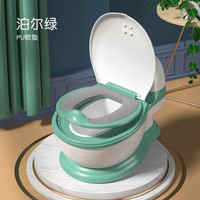 开优米男女宝宝仿真坐便器儿童如厕马桶加大号便盆训练尿尿盆 泊尔绿PU软垫款
