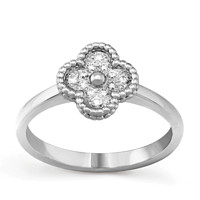 Van Cleef & Arpels 梵克雅宝 Alhambra Sweet Alhambra系列 VCARO85800 女士四叶草18K白金钻石戒指