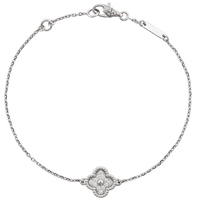 Van Cleef & Arpels 梵克雅宝 Alhambra Sweet Alhambra系列 VCARO85600 四叶草18K白金钻石手链 0.08克拉 17cm