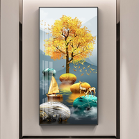饰晴画意 玄关画过道装饰画走廊挂画现代简约壁画轻奢镶钻晶瓷画入户竖版墙画 石来运转-01 50*100cm/平面晶瓷画+铝合金边框