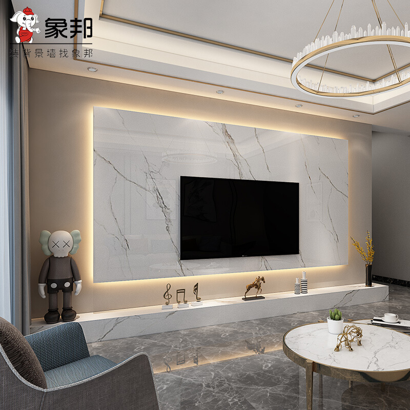 象邦岩板悬空轻奢大理石电视背景墙瓷砖影视墙 定金
