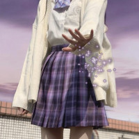 春日制服部 浪漫不死 紫色格裙 JK制服 女短百褶裙