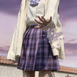 春日制服部 浪漫不死 紫色格裙 JK制服 女短百褶裙 42cm S