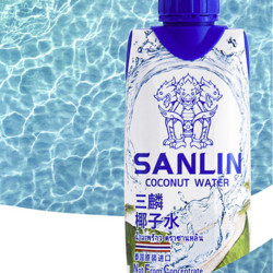 SANLIN 三麟 100%椰子水富含天然電解質泰國進口NFC椰青果汁330ml*12瓶