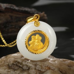 romanti罗曼蒂年年福至足金镶玉时来运转吊坠